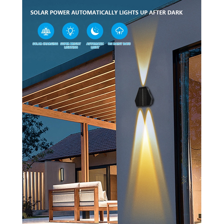 LED solcell väggbelysning med sensor LED/2W/5V IP54 1300 mAh