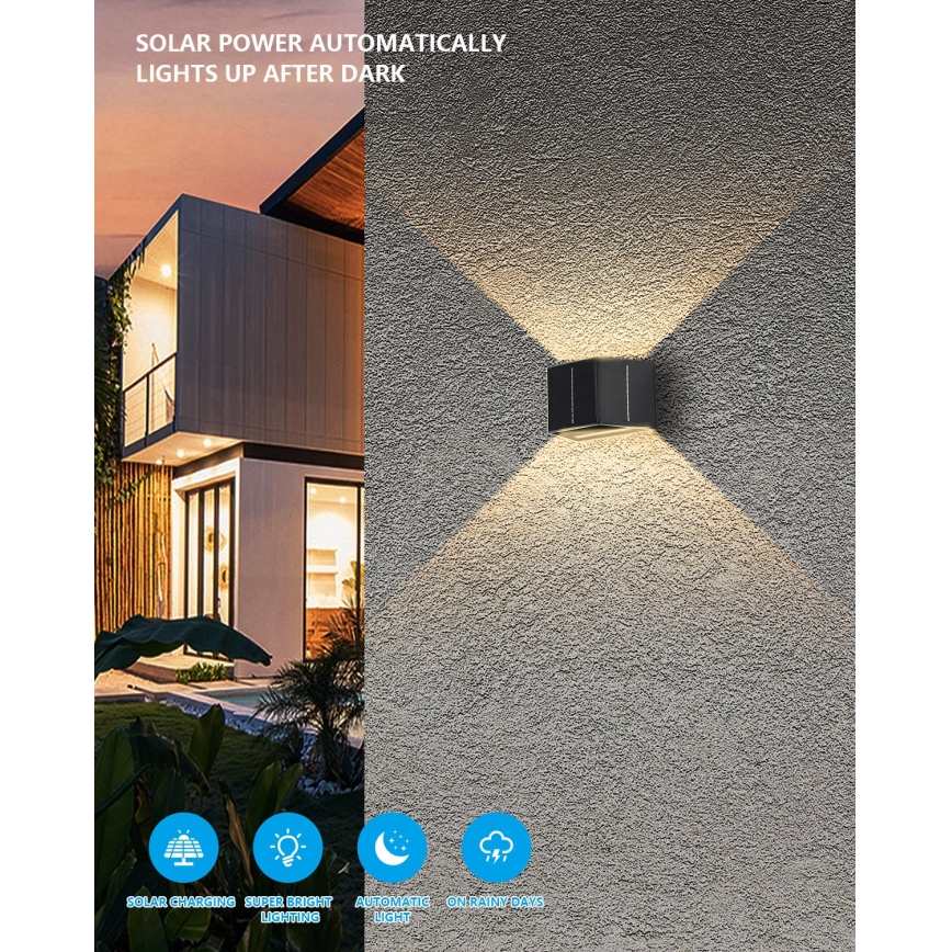 LED solcell väggbelysning med sensor LED/2W/5V IP54 1300 mAh