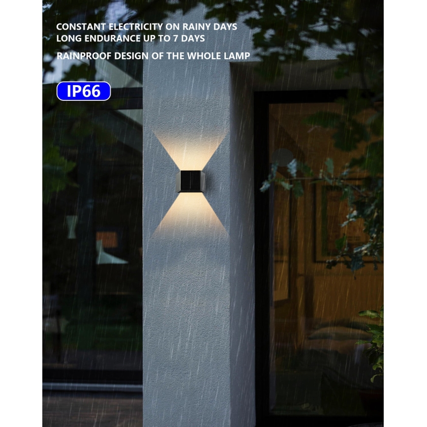LED solcellsvägglampa med sensor LED/2W/5V IP54 1300 mAh