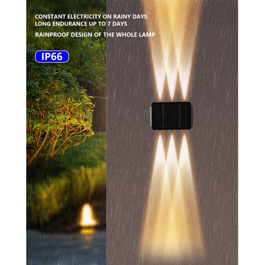 LED solcell väggbelysning med sensor LED/2W/5V IP54 1300 mAh