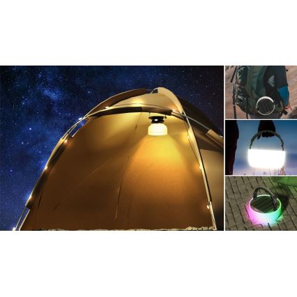 LED RGB Bärbar solcell uppladdningsbar lampa med LED kedja LED/10W/5V 3600 mAh IP65 3600 mAh