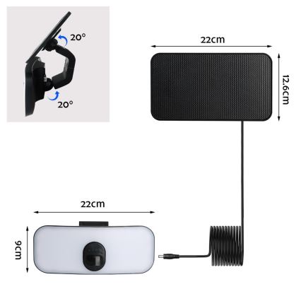 LED solcell väggbelysning med sensor LED/13W/3,7V 4000K IP65 400 mAh