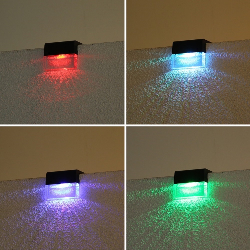 KIT 2x LED RGB Solcellsvägglampa LED/1W/1,2V 3500K IP65 600 mAh