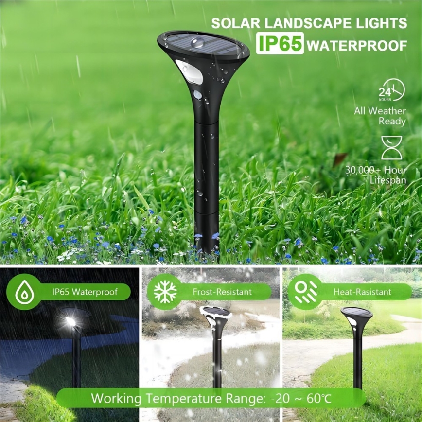 LED solcellslampa med sensor LED/1W/3,7V 6000K IP65 1500 mAh