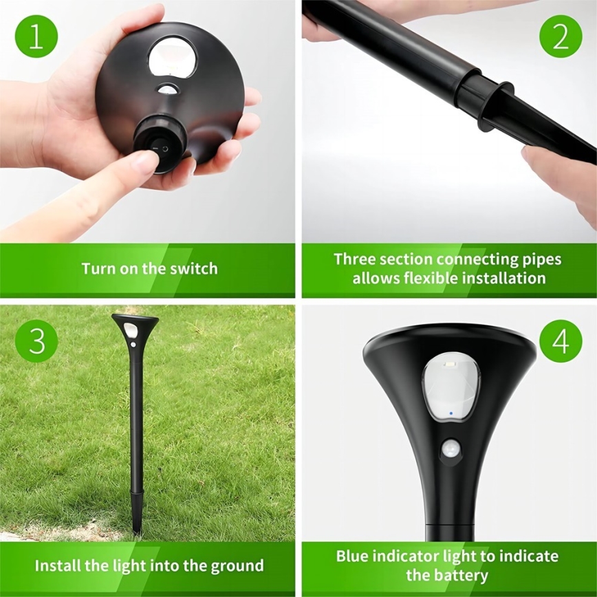 LED solcellslampa med sensor LED/1W/3,7V 6000K IP65 1500 mAh