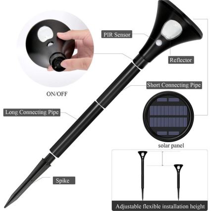 LED solcellslampa med sensor LED/1W/3,7V 6000K IP65 1500 mAh