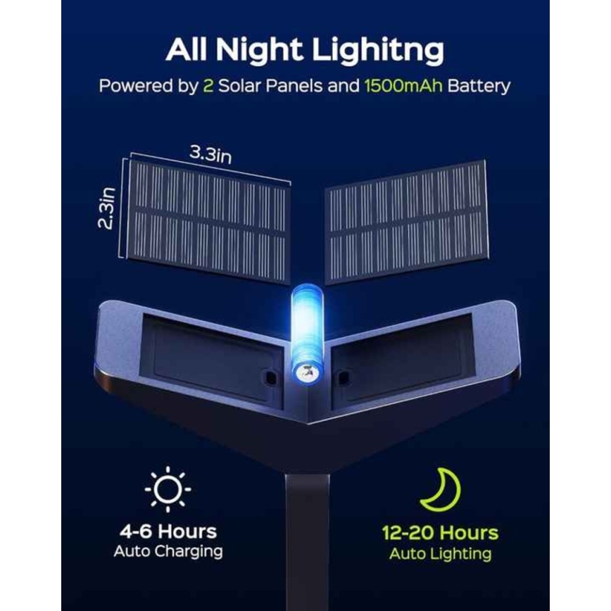 LED-solcellslampa med sensor SUN BUTTERFLY LED/1,5W/3,7V 3000/6000K IP65 1500 mAh