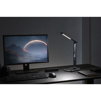 Immax 08930L - LED Dimbar Bordslampa med skärm KINGFISHER LED/9W/230V/12V svart