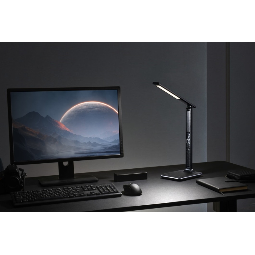 Immax 08930L - LED Dimbar Bordslampa med skärm KINGFISHER LED/9W/230V/12V svart