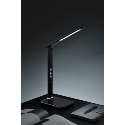 Immax 08930L - LED Dimbar Bordslampa med skärm KINGFISHER LED/9W/230V/12V svart