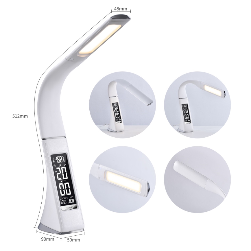 Immax 08949L - LED Dimbar Bordslampa med en skärm läder LEATHER LED/7W/230V vit