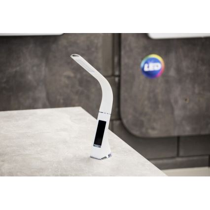 Immax 08949L - LED Dimbar Bordslampa med en skärm läder LEATHER LED/7W/230V vit