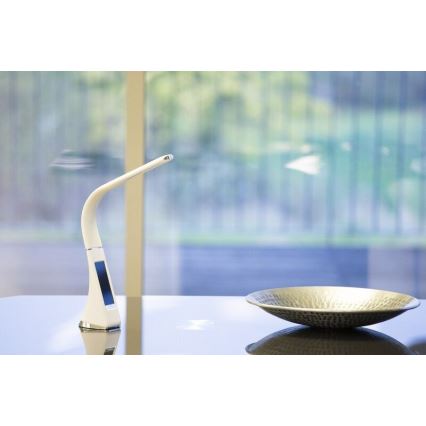Immax 08949L - LED Dimbar Bordslampa med en skärm läder LEATHER LED/7W/230V vit