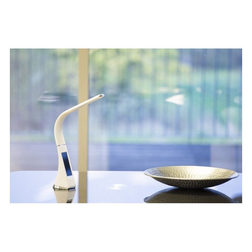 Immax 08949L - LED Dimbar Bordslampa med en skärm läder LEATHER LED/7W/230V vit
