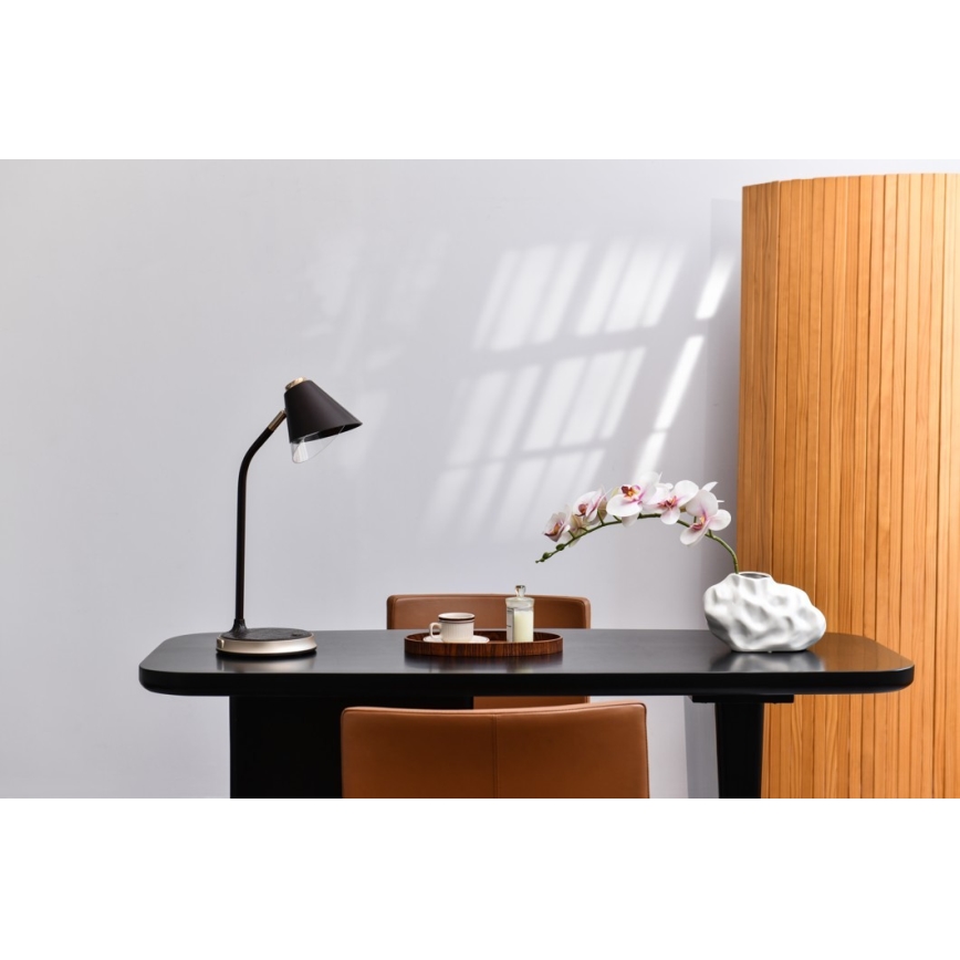 LED Dimbar bordslampa med trådlös laddning FINCH LED/9W/12/230V brun/guld