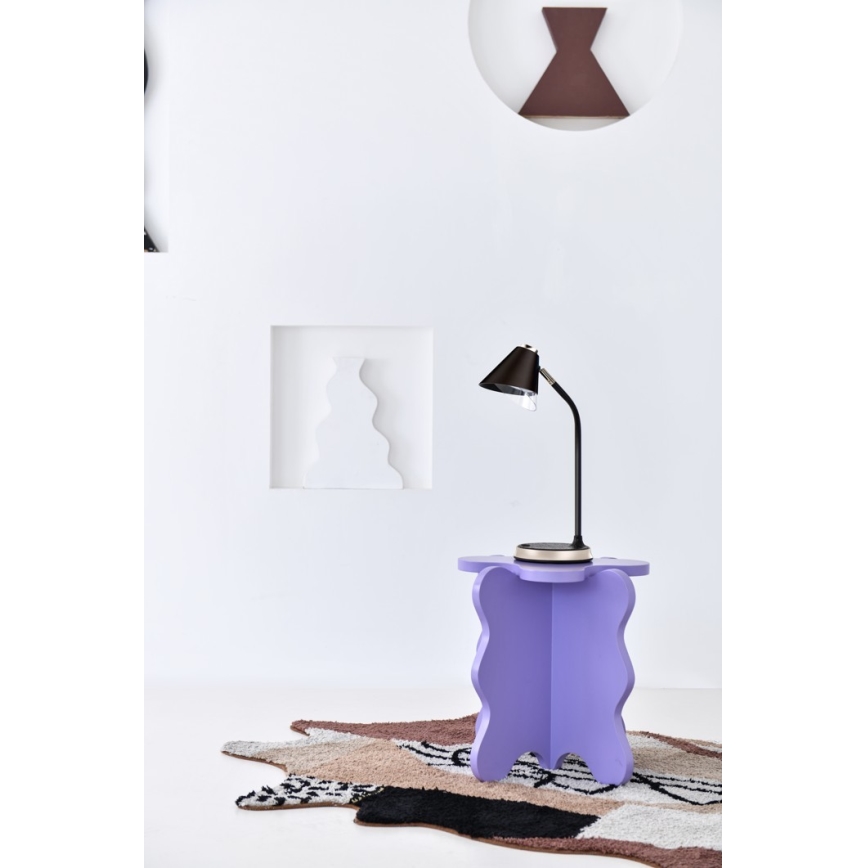 LED Dimbar bordslampa med trådlös laddning FINCH LED/9W/12/230V brun/guld