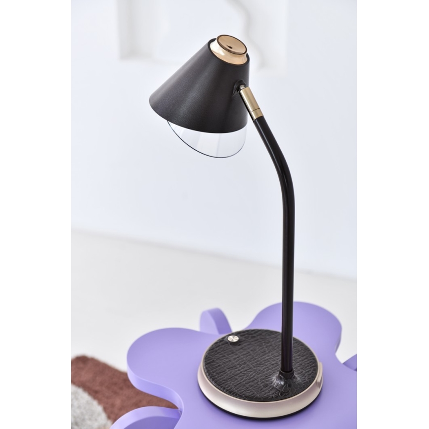 LED Dimbar bordslampa med trådlös laddning FINCH LED/9W/12/230V brun/guld