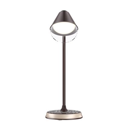 LED Dimbar bordslampa med trådlös laddning FINCH LED/9W/12/230V brun/guld