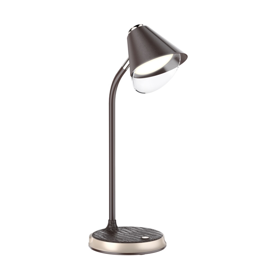 LED Dimbar bordslampa med trådlös laddning FINCH LED/9W/12/230V brun/guld
