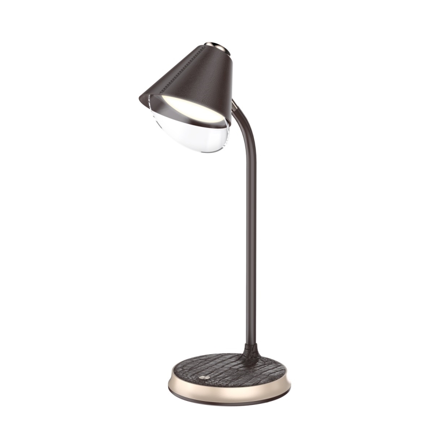 LED Dimbar bordslampa med trådlös laddning FINCH LED/9W/12/230V brun/guld