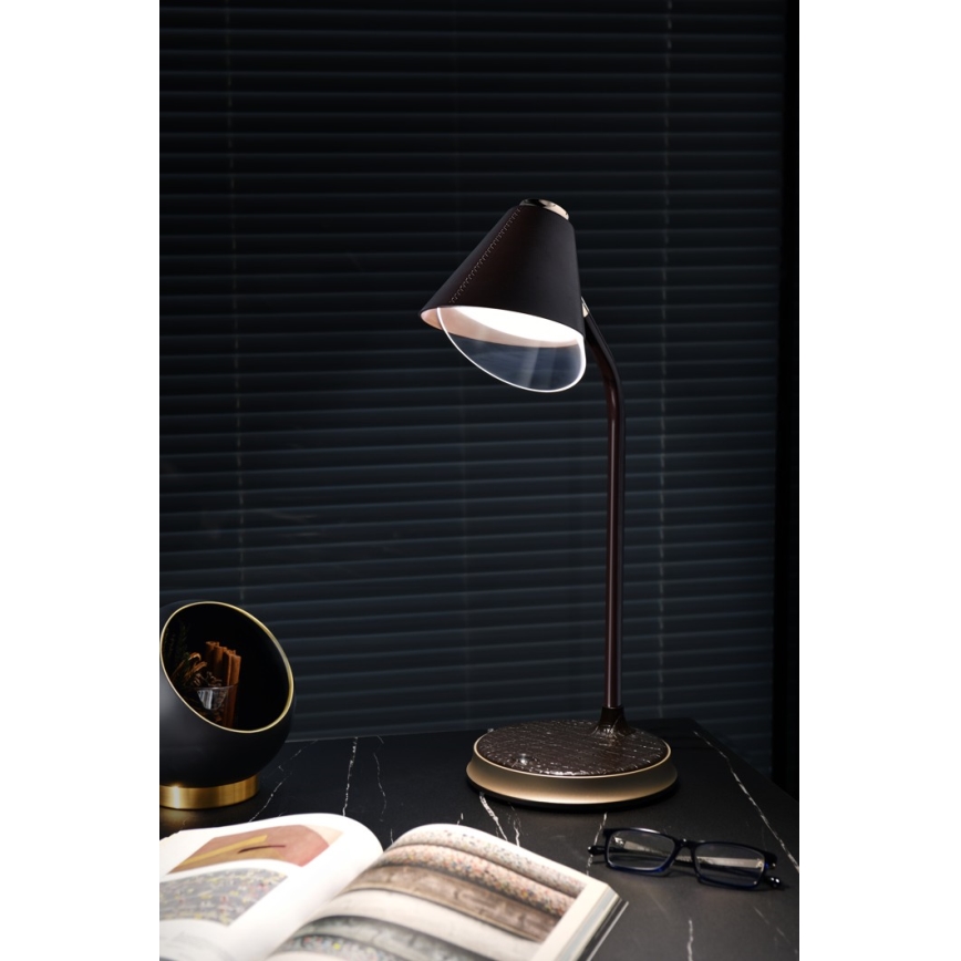 LED Dimbar bordslampa med trådlös laddning FINCH LED/9W/12/230V grå/skinande krom