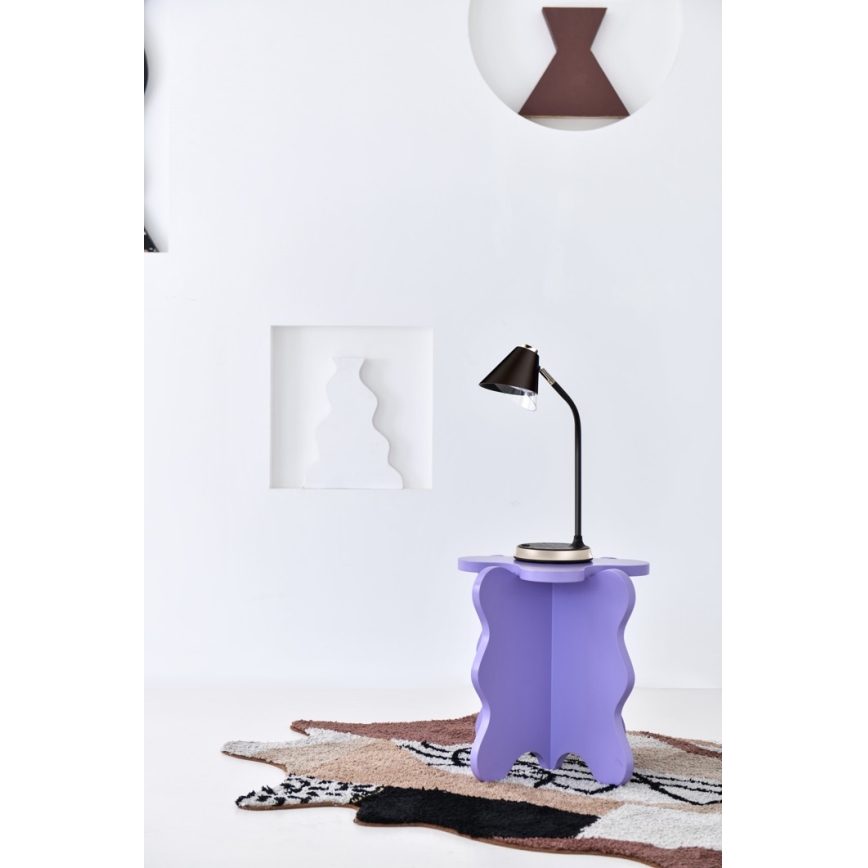 LED Dimbar bordslampa med trådlös laddning FINCH LED/9W/12/230V grå/skinande krom