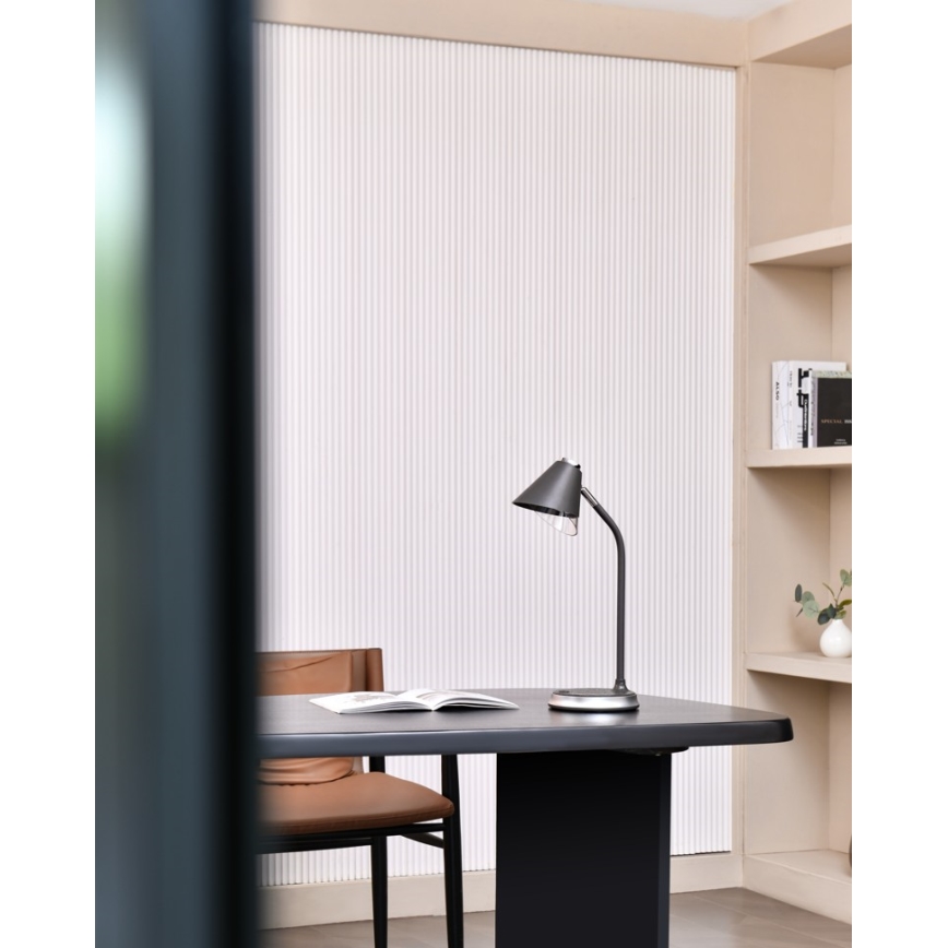 LED Dimbar bordslampa med trådlös laddning FINCH LED/9W/12/230V grå/skinande krom