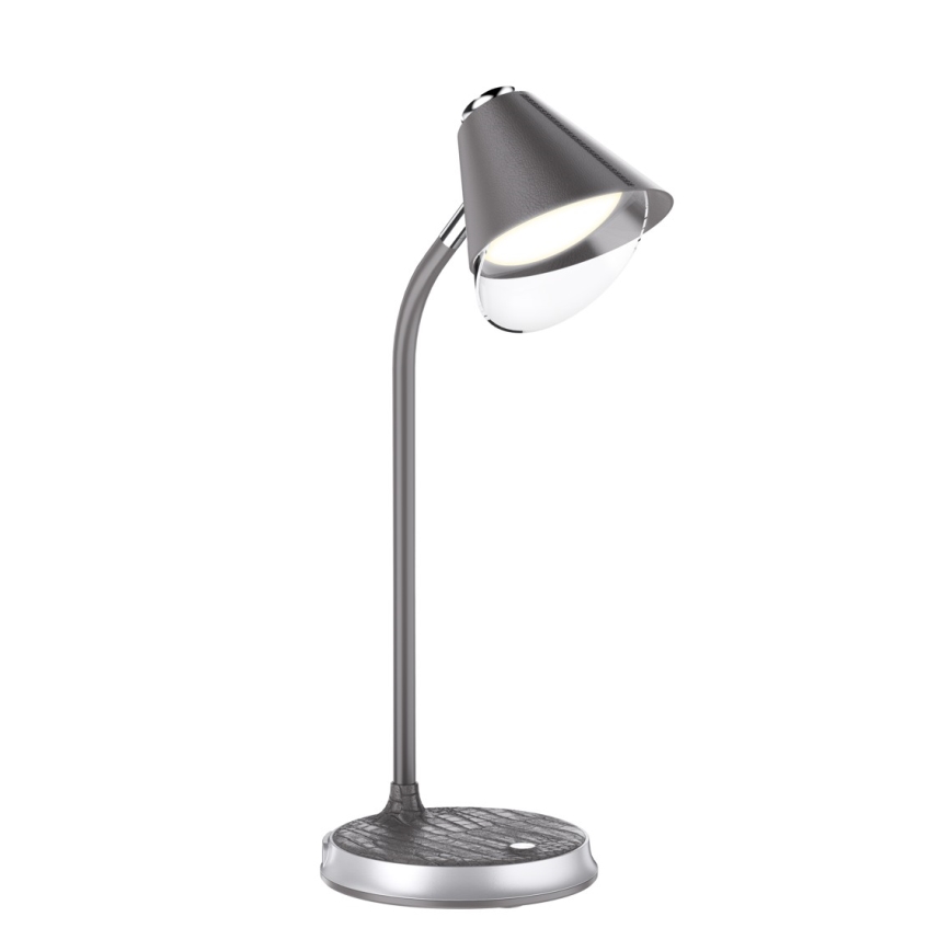 LED Dimbar bordslampa med trådlös laddning FINCH LED/9W/12/230V grå/skinande krom