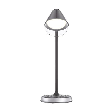 LED Dimbar bordslampa med trådlös laddning FINCH LED/9W/12/230V grå/skinande krom
