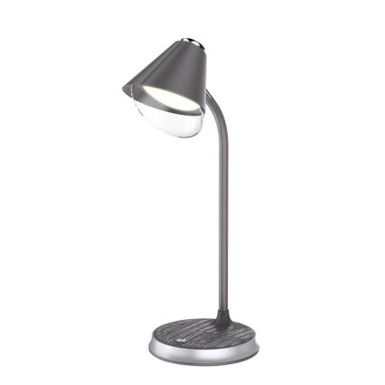 LED Dimbar bordslampa med trådlös laddning FINCH LED/9W/12/230V grå/skinande krom