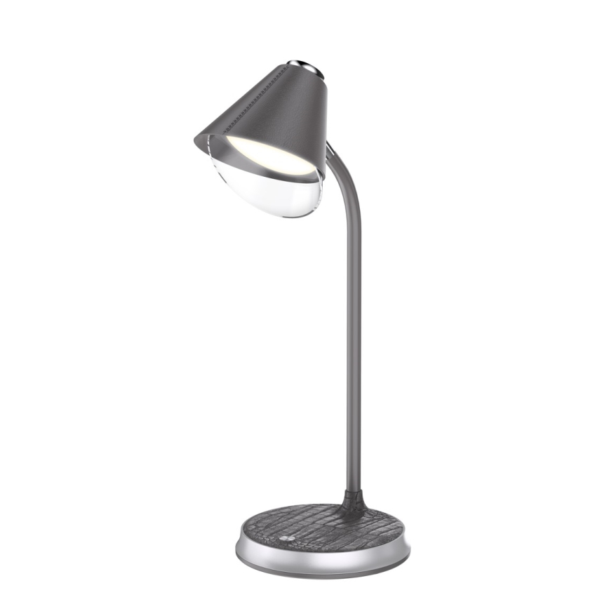 LED Dimbar bordslampa med trådlös laddning FINCH LED/9W/12/230V grå/skinande krom