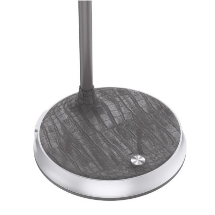 LED Dimbar bordslampa med trådlös laddning FINCH LED/9W/12/230V grå/skinande krom