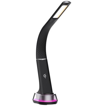 LED RGB Dimbara bordslampa med trådlös laddning CORELLA LED/7W/12/230V svart