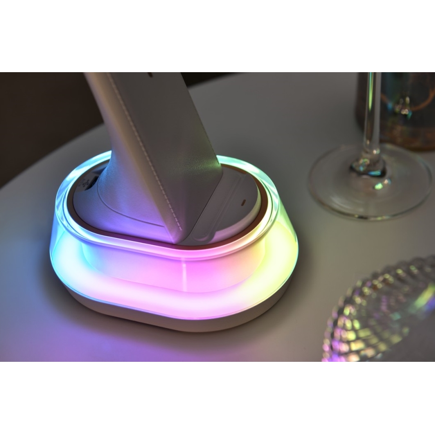 LED RGB Dimbar bordslampa med trådlös laddning CORELLA LED/7W/12/230V svart