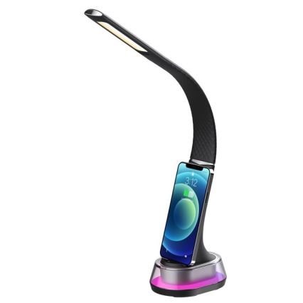 LED RGB Dimbar bordslampa med trådlös laddning CORELLA LED/7W/12/230V svart