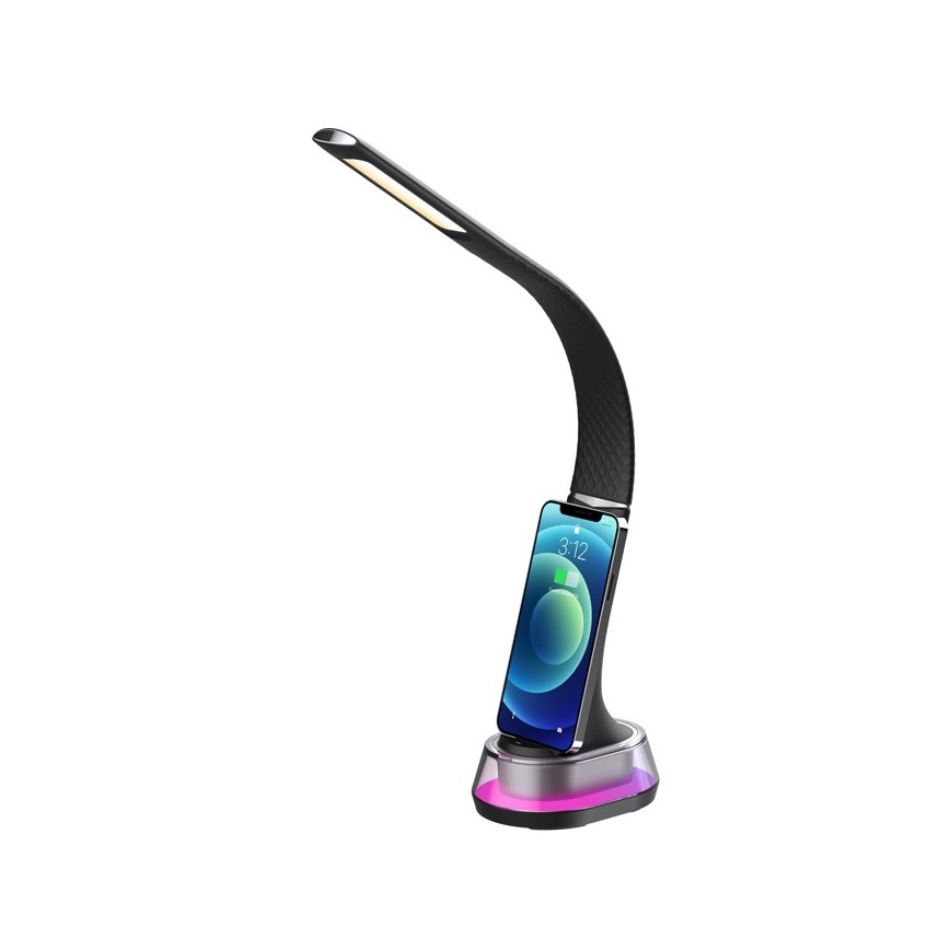LED RGB Dimbar bordslampa med trådlös laddning CORELLA LED/7W/12/230V svart