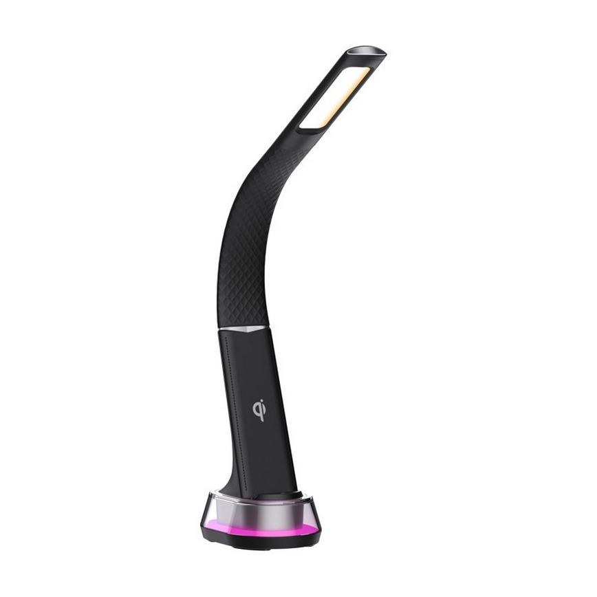 LED RGB Dimbar bordslampa med trådlös laddning CORELLA LED/7W/12/230V svart