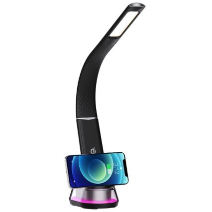 LED RGB Dimbar bordslampa med trådlös laddning CORELLA LED/7W/12/230V svart