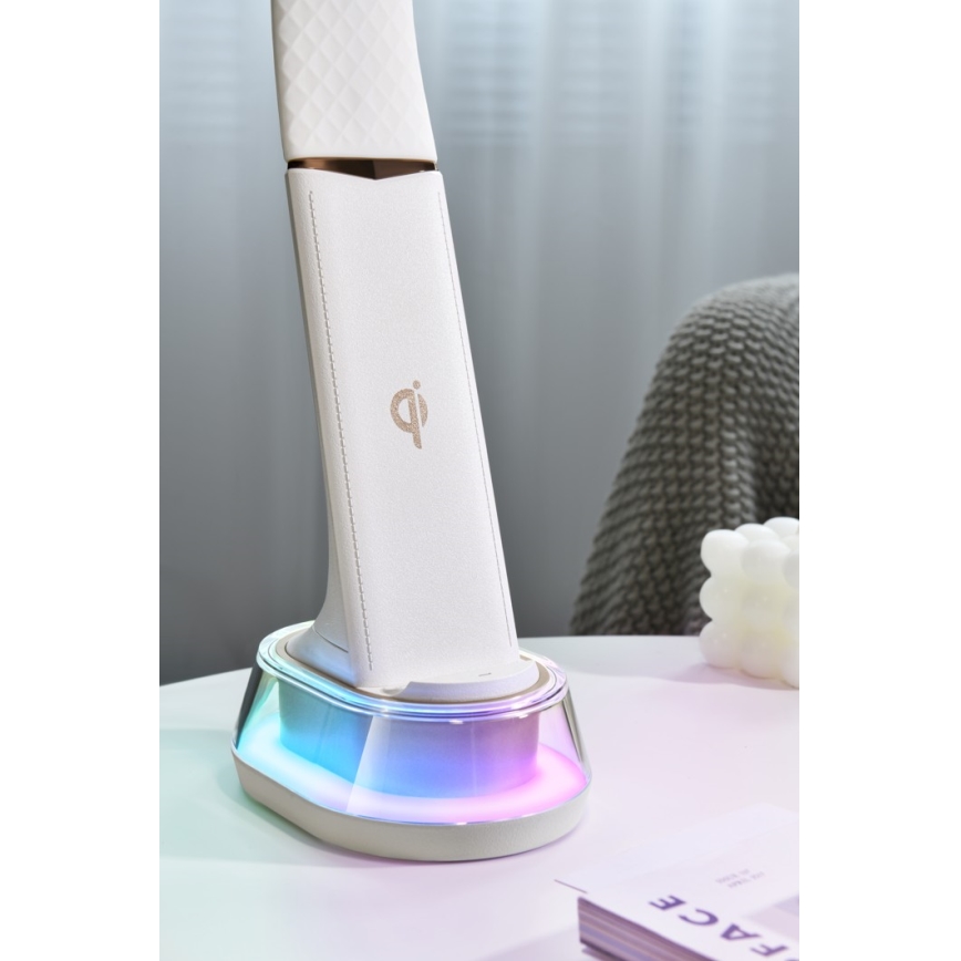 LED RGB Dimbar bordslampa med trådlös laddning CORELLA LED/7W/12/230V vit