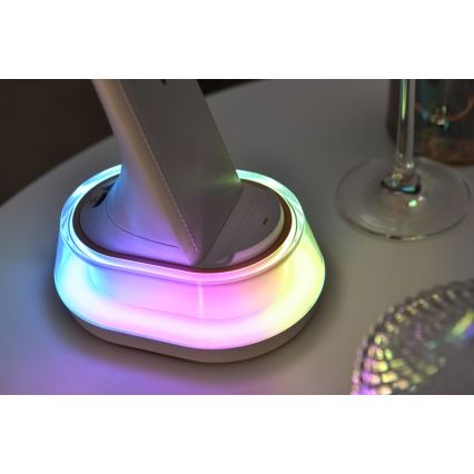 LED RGB Dimbar bordslampa med trådlös laddning CORELLA LED/7W/12/230V vit