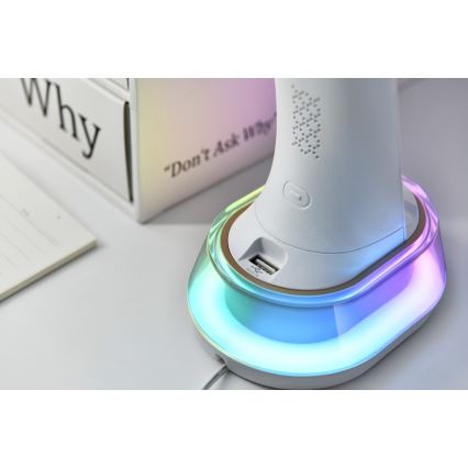 LED RGB Dimbar bordslampa med trådlös laddning CORELLA LED/7W/12/230V vit