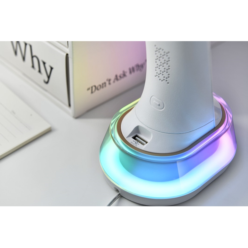 LED RGB Dimbar bordslampa med trådlös laddning CORELLA LED/7W/12/230V vit