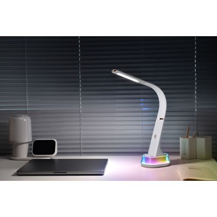 LED RGB Dimbar bordslampa med trådlös laddning CORELLA LED/7W/12/230V vit