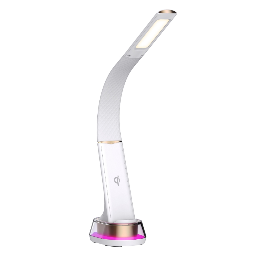 LED RGB Dimbar bordslampa med trådlös laddning CORELLA LED/7W/12/230V vit