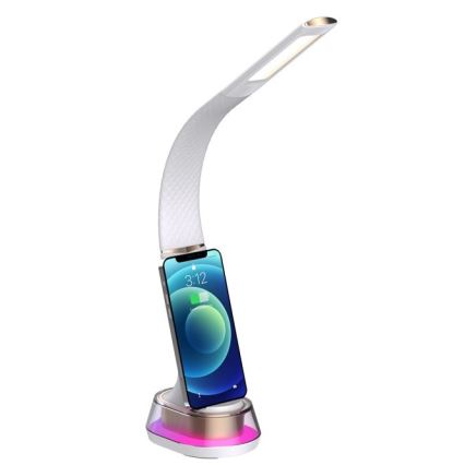 LED RGB Dimbar bordslampa med trådlös laddning CORELLA LED/7W/12/230V vit