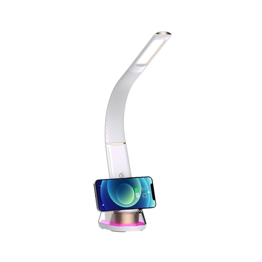 LED RGB Dimbar bordslampa med trådlös laddning CORELLA LED/7W/12/230V vit