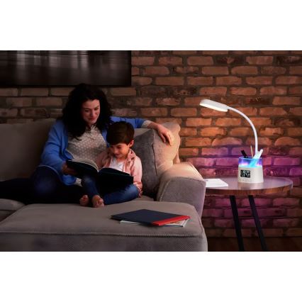 LED RGBW Ljusreglerad bordslampa med pennhållare FALCON LED/10W/5V