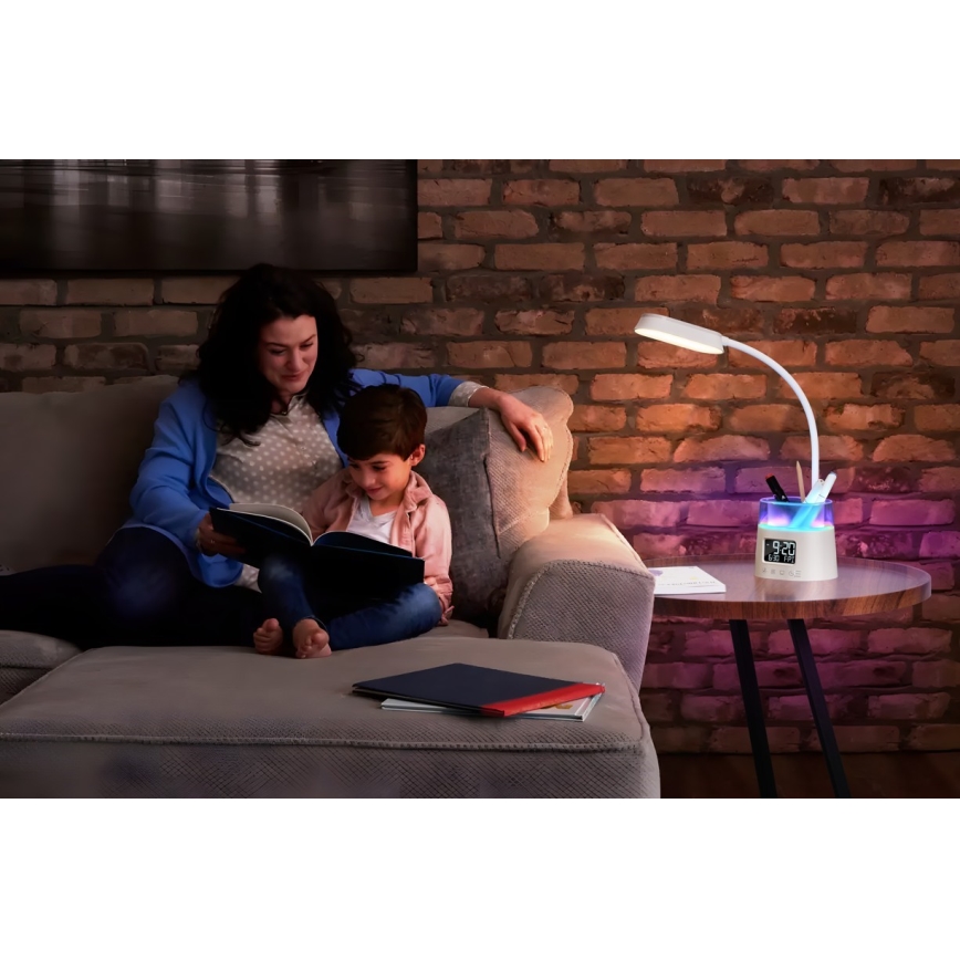 LED RGBW Ljusreglerad bordslampa med pennhållare FALCON LED/10W/5V