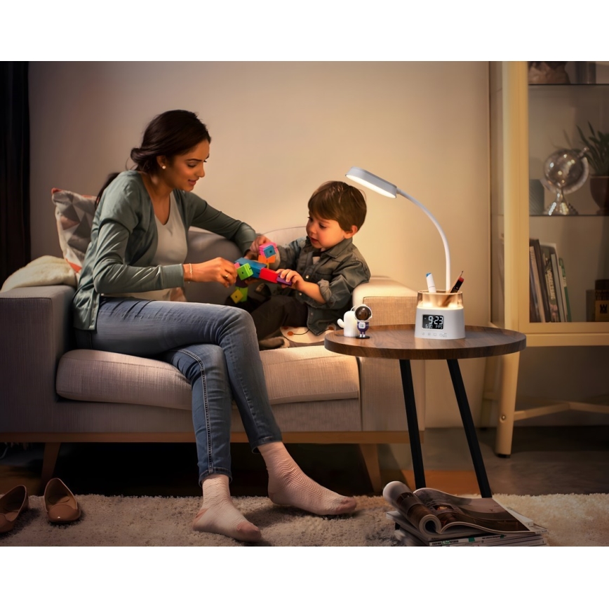 LED RGBW Ljusreglerad bordslampa med pennhållare FALCON LED/10W/5V