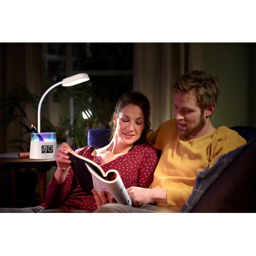 LED RGBW Ljusreglerad bordslampa med pennhållare FALCON LED/10W/5V